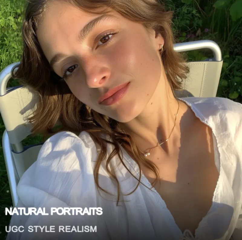 AI candid portrait with natural light and UGC-style realism