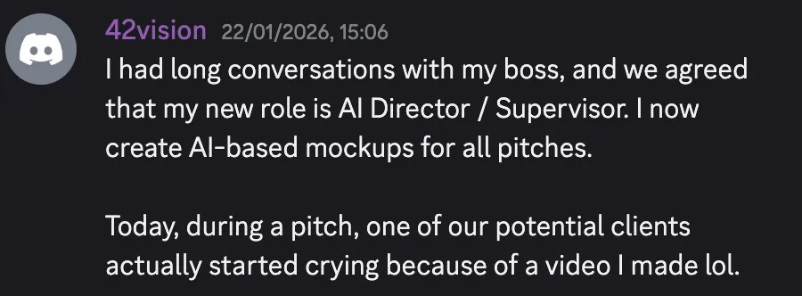 Discord message from 42vision about becoming AI Director