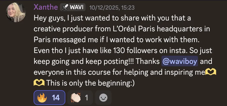 Xanthe's message about L'Oreal Paris reaching out